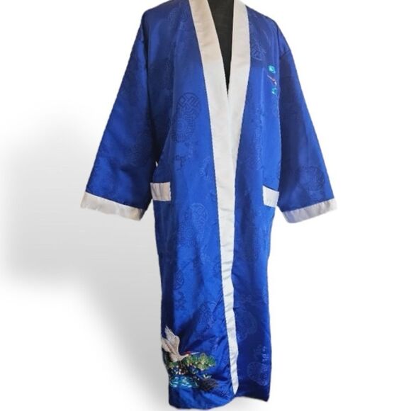 Japanese Crane Water Migration Long Kimono Robe no belt - Picture 9 of 9